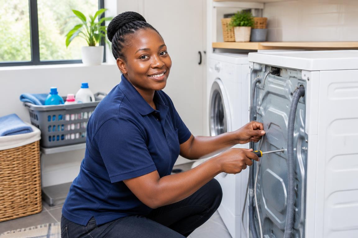 Appliance repair work by a MtaaniFix technician