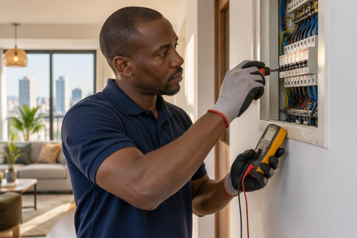 Electrical work by a MtaaniFix technician
